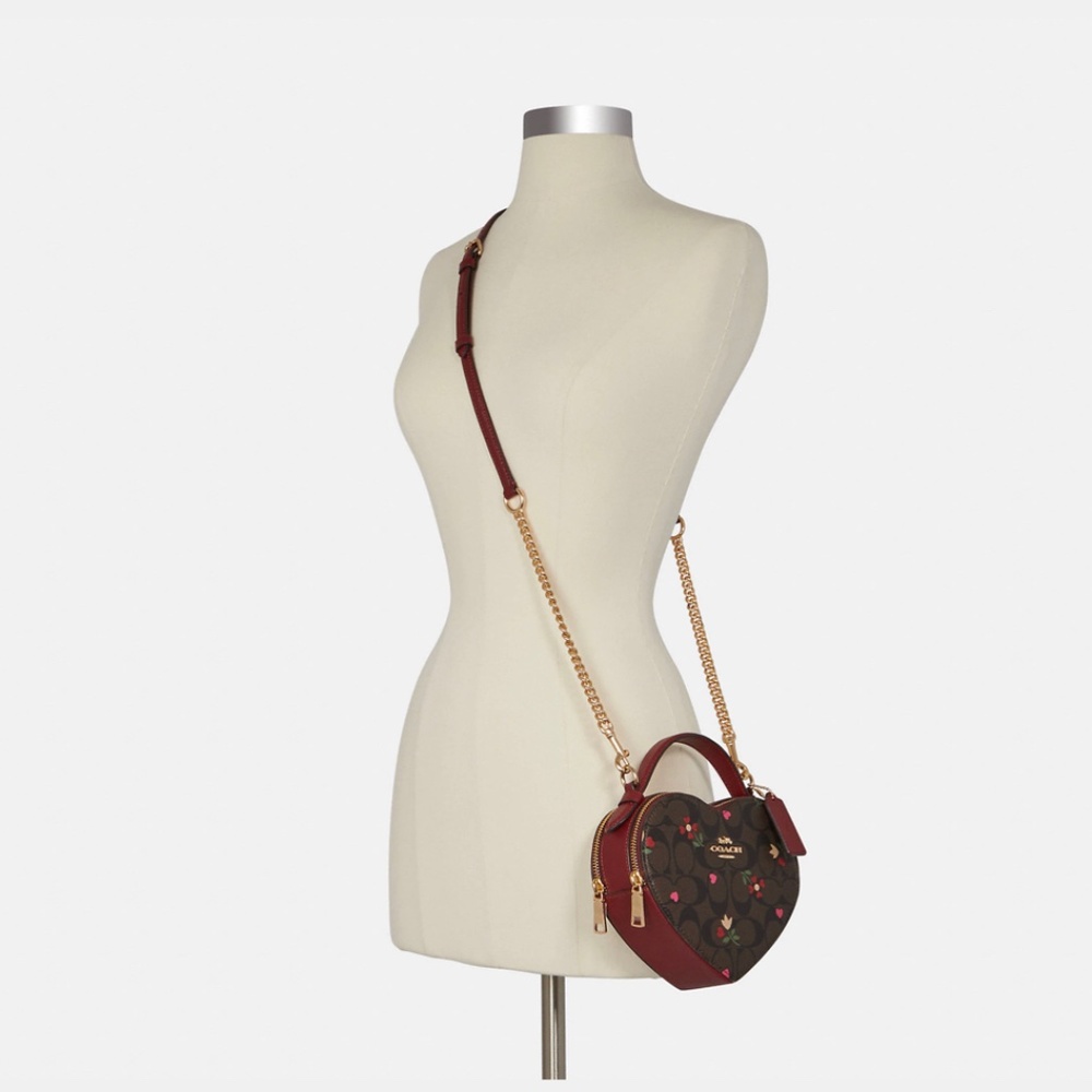 COACH Heart Crossbody In Signature Canvas With Heart Petal Print